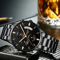 5A Nibosi Chronograph Mens Watches Top Brand Luxury Business Watch Men Clock Relogio Masculino Waterproof Quartz Gold Wristwatch