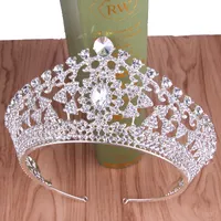 Ny Bling Wedding Crown Diadem Tiara med Crystal Elegant Kvinna Tiaras och Kronor för Pageant Party