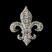 2" Vintage Gümüş Temizle Yapay elmas Fleur De Lis Broş S