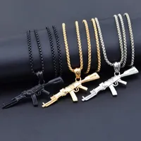 3 Renk Steampunk Kişiselleştirilmiş AK47 Silah Büyük Kolye Kolye Erkekler Siyah Gümüş Altın Alaşım Bildirimi Kolye Hip Hop Takı