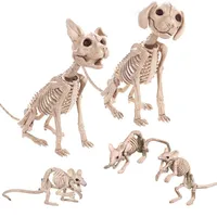 Хэллоуин украшения Реквизит животных Скелет мыши кота собаки кости черепа украшения Hallowmas Horror Haunted House Party Decoration
