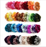 42 Farben Feste Pferdeschwanzhalter Haar-Scrunchies Velvet-elastische Bands skraschliche Krawatten Seile Scrunchie für Frauen und Mädchen