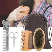Beard Borste Set Dubbelsidig Styling Comb Sax Reparation Modelling Cleaning Care Kit
