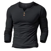 Muscle Alive Mäns Henley Tshirt utrustade Klädselskjorta för män Andade tröjor Bomull Casual Bodybuilding Fitness T-shirt