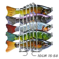 5 pçs / lote 10 cm 15.5g Multi-seção Fish Iscas Hard Iscas Multicolor Misturado 6 # Hook Hook Barbed Hooks FishHooks Fishing Gear Pesca Acessórios WHB-112