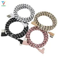 300pcs/lot 2side 90Degree elbow Lattice Braided data cable micro 5pin usb/Type-C USB C cable Date Sync Charger Cable for Sumsung HTC
