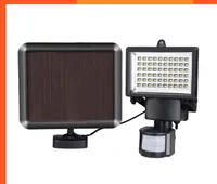 10st / lot IP65 60 LED-lampor Solar LED Floodlight Outdoor White Pir Motion Sensor LED Flood Light Lampa för Garden Path Wall Nöd