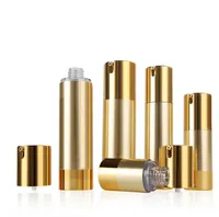 15ml 30ml 50ml guld / silver tom kosmetisk luftfri flaska bärbar återfyllningsbar pumpdispenserflaskor för rese lotion sn705