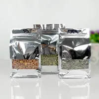 50PCS 20Silk Aluminum Plated Window with Eight Sides Square Bottom Aluminum Foil Bag