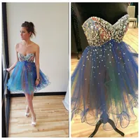 2019 Sweetheart Bling Bling Crystal Beaded Lequins Tulle Homecoming Dresses Short Mini Vestidos De Prom Vestidos de fiesta Vestidos de graduación Baratos