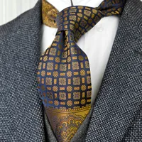 Freies verschiffen F22 multicolor braun gold gelb navy blau floral herren krawatten krawatten taschenquadrat 100% seide jacquard gewebt krawatte set thanky