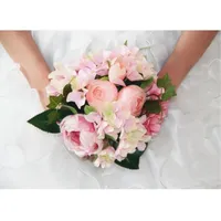 2019 Bouquets nupciales baratos Rose Flor Ramo de la boda Hecho a mano Flores Artificial Peony Broche Novia Holding Flowers