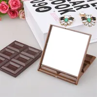Nowy składany śliczny mini makijaż lustro czekoladowe ciasteczka w kształcie kwadratowego kieszonkowego lustro szklane plastikowe kobiety dziewczyna piękny