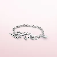 Diseñador de lujo 925 Pulseras de la cadena de la mano de la plata esterlina Caja original para Pandora Pulsera del corazón anudado Mujer Joyería