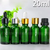 Groothandel 625 stks 20 ml glas vloeibare pipet flessen 20 ml groene oogdruppel olie drop flessen aromatherapie verpakking flessen 5 caps om te kiezen