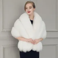 New Black White Fur невеста шаль мыс пальто Женщина плащ искусственный мех Больших Пончо Casacos Femininos
