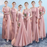 Dusty Pink Cheap Chiffon A-line Bridesmaid Dresses Plus Size Long Wedding Guest Gown Formal Party Prom Evening Dresses