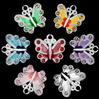 Small Butterfly Enamel Charm Beads DIY for Jewelry Making Keychain Pendant Necklace Bracelet 7 Colors Charms Bead Mix color