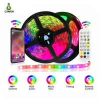 RGB LED Strip Lights kit Flexible Tape Ribbon strips light SMD5050 16.4ft 32.8ft Wifi Bluetooth Music Sync Controller + Adapter Included