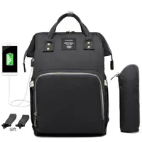 기저귀 가방 Lequeen 아기 USB 인터페이스 기저귀 가방 대용량 방수 기저귀 가방 미라 출산 여행 배낭 간호 핸드백
