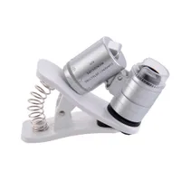 60x Lupa do microscópio de telefone clip-on com luzes LED / UV para smartphones universais iPhone Samsung HTC Magnifier 35pcs
