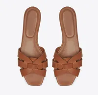 Mulheres tributo sandálias lisas mulher chinelos de couro genuíno slides com tênis entrelaçados sapatos