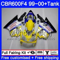 Body +Tank For HONDA CBR600 F4 CBR 600 F4 FS CBR600 F 4 287HM.14 CBR600F4 99 00 CBR600FS CBR 600F4 1999 2000 yellow white hot Fairings kit