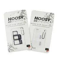 4 W 1 Noosy Nano SIM Card Adapter Micro Converter z PIN wysuwania do telefonu komórkowego z pola detalicznego 100 sztuk