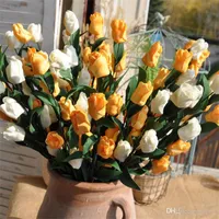 Decorativa Flowers Tulips Simulazione Bouquet 6 capi Texture Mulit Colore fiore di gomma Casa-Arredo Soggiorno Ornament 2 5alE1