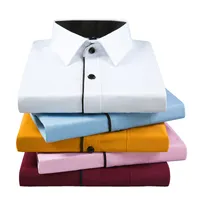 Aoliwen 2020 Heren Casual Business Long Sleeve Solid Color Brand Shirt Black Strips Spring en Autumn Dress Shirts Slim Fit
