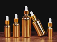 gold glass dropper bottle 50ml 100ml perfume essential oil electroplated glass bottle with gold aluminium cap