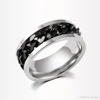 Stainless Steel Rings Spinner Chain Ring Gold & Black & Silver Stainless Steel Chain Wholesale Mens Jewelry Men&#039;s Rings