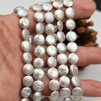 Free Shipping Wholesale 10mm Diameter Natural Mother of Pearl Shell Coin Pearl Freshwater Pearl Loose Beads Approx 41cm Per Strand