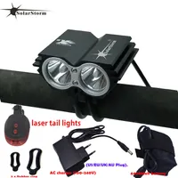 Kraftfull LED-lampa x2 xm-l T6 LED-uppladdningsbar vattentät 5000 Lumen Light Black Bicycle Mountain Bike Light+Tail Light+Charger B B
