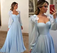 A Abiti da sera in chiffon blu cielo Abiti da sera Robe de Soiree 2020 Prom Dress Dress Club backless abiti da partito formale