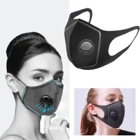 Preto Sponge Boca Máscaras Anti poeira lavável Rosto cobrir a boca reutilizável PM2.5 máscara máscaras Outdoor Viagem proteção com respiração Válvula FY0002