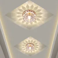 Crystal Flower Pórche Lámpara 3W LED Luz Techo Moderno Pasillo Balcón Corredores Iluminación Accesorio Sala de estar Decoración Foco