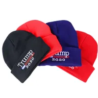 도널드 트럼프 2020 모자 4 색 Skullies Beanies 재선 미국의 위대한 자수 USA 플래그 겨울 모자 파티 모자 OOA7066