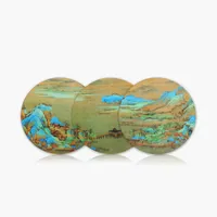 4 Inç Yuvarlak Fincan Mat Nehirler ve Dağlar Bin Mil Dufu Saray Müzesi Hatıra Kültürel Yaratıcı Hediye WJ461