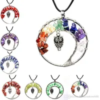 7 Chakra Quartz Crystal Natural Stone Tree of Life Owl Necklace Multicolor Hanger Charms Mode-sieraden Drop Shipping