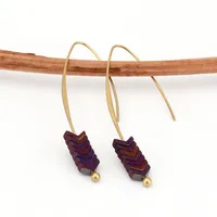 Gold Plated Arrow Design Stud Earrings Natural Stone Geometry Long Earrings For Women Jewelry Boho Tassel earring YC