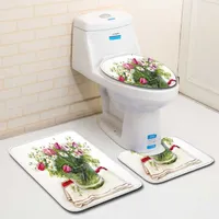 Nordic 3D Plant WC Safe da bagno tappeto tappeto set bagno bagno con doccia tappeti flanella antiscivolo 3 pezzi tappetini da bagno set