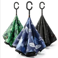 Ondersteboven auto parasols winddicht dubbellaags omgekeerd met C en J handvat creatief omgekeerd
