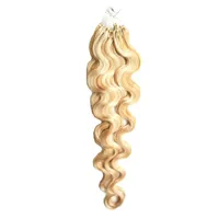 Micro Loop Extensiones de cabello humano onda del cuerpo 100G Remy Micro Bead Hair Loop Extensión humana de cabello pre consolidada