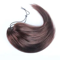Mänsklig hästsvans raka hår brasilianska peruanska rakt vågklipp ins elastiska band slipsar dragsko hästsvans hår