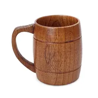 Wooden Cup Belly Beer Cup Mugs Two-line Classical Wooden Cup Wood Carved Eco-Friendly Drinkware Kitchen Bar Accessories