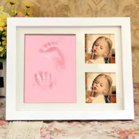 Baby handafdruk voetafdrukfabrikant niet-toxische pasgeborene afdruk hand inkpad watermerk met frame baby souvenirs speelgoed cadeau