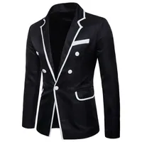 Mens Europe Casual Coats Solid One Button Lapel Blazer Formal Suits Jacket Black White Male