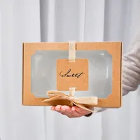 Caixa de papel kraft em branco com janela clara caixa de sabão artesanal caixa de jóias cookies de doces festa de casamento caixas de presente