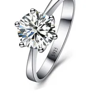 Bague diamant femme ouverture couple bague en diamant de simulation six griffes bague en argent réglable WY1530